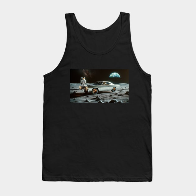 1968 Plymouth Road Runner on the Moon Tank Top by NebulaWave